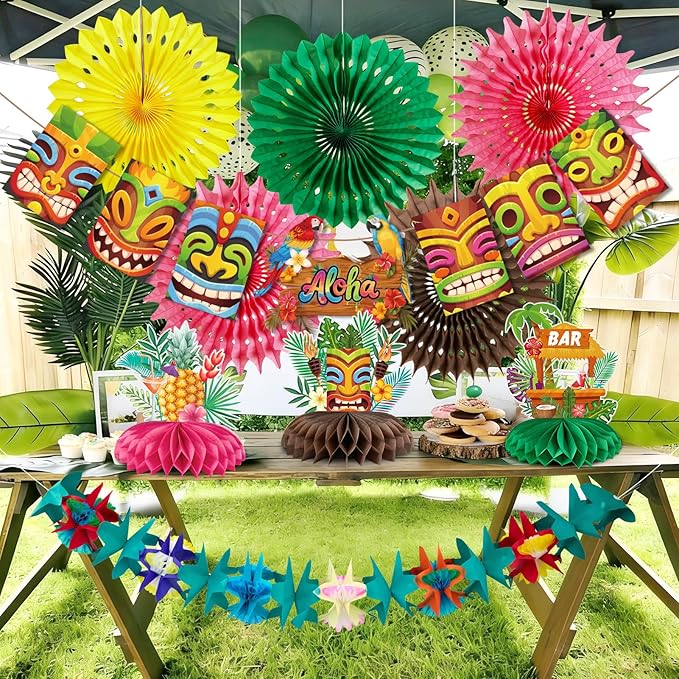 Hawaiian Luau Party Decorations Tropical Beach Aloha Palm Leaves
