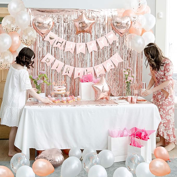 225 PC Rose Gold Birthday Party Decorations Kit for Girls Teens