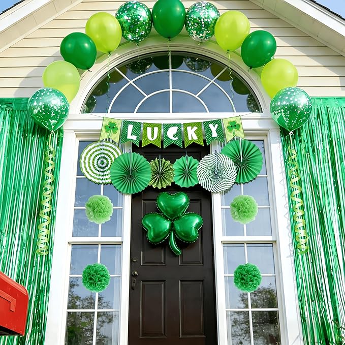 37 Pcs St Patricks Day Decorations Set Shamrock Lucky Banner Foil