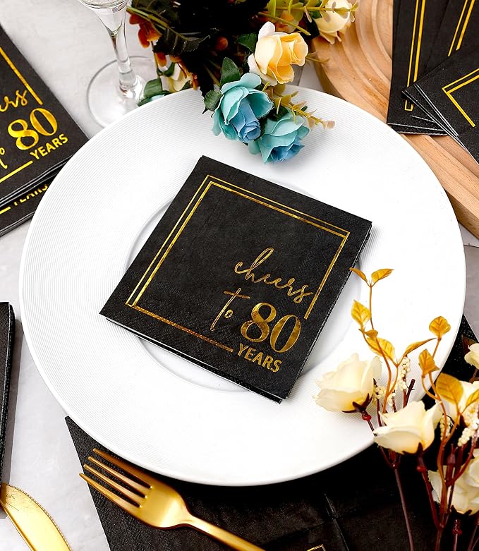 Cheers to Years Cocktail Napkins - 50 PK - 3-Ply Birthday Napkins 5x5