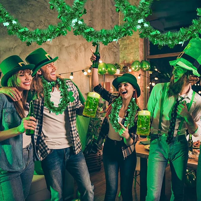 50 FT St Patricks Day Decorations Shamrock Garland Decor Green