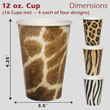 Jungle Safari Party Cups 16 Cups ! Large 12 oz Paper Cups Authentic