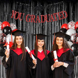 Melsan Black Tinsel Backdrop Streamers, Black Foil Fringe Curtains