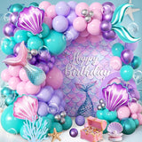106pcs Mermaid Balloon Garland Arch Kit with Giant Foil Tail & 3
