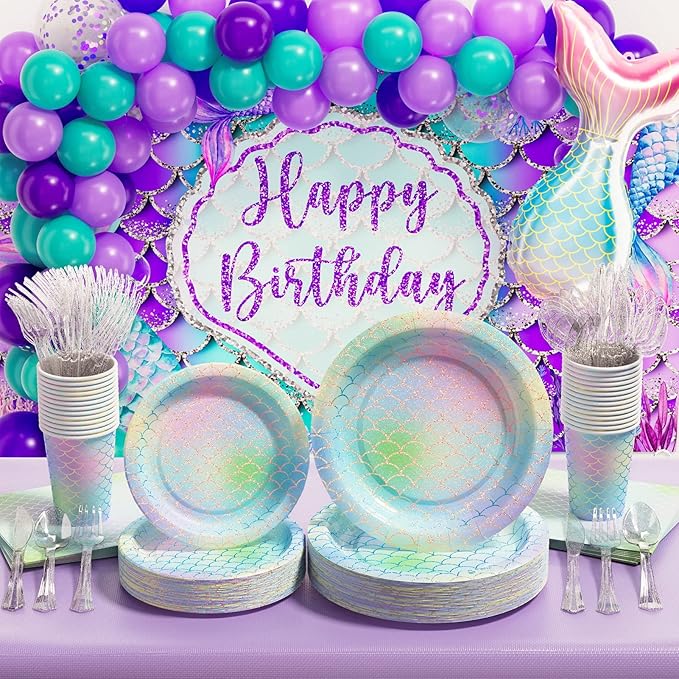 Mermaid Birthday Decorations 242 PCS Girs Party Supplies &