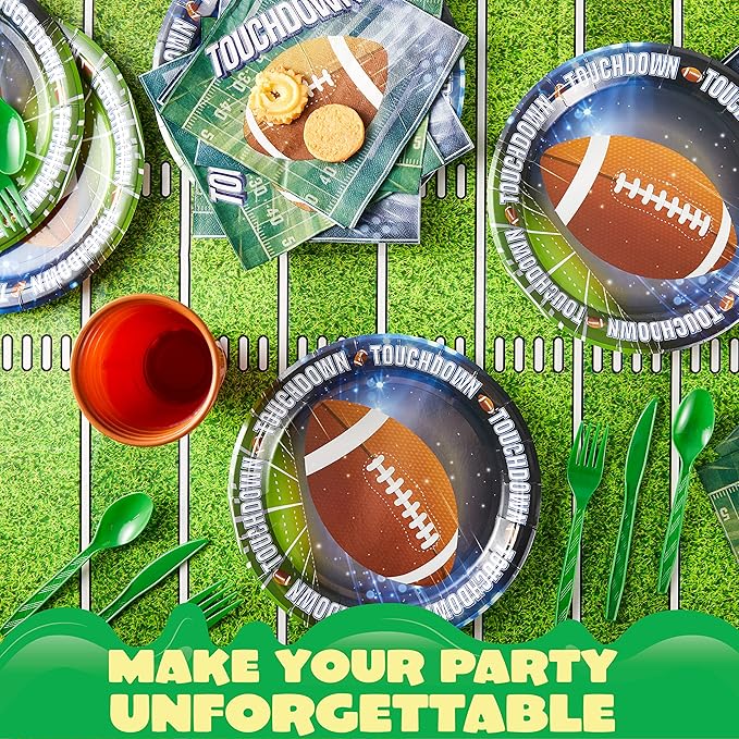98 Pcs Football Party Supplies Set Serves 24 with 24 Cups 24 Plates