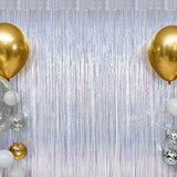 8 Pack 3.28 FT x 7.05 FT Tinsel Foil Fringe Backdrop, Glitter Silver