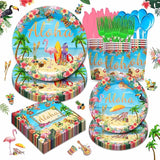 Hawaiian Luau Party Supplies Tableware Set Tropical Flamingo