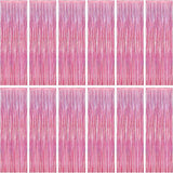 12 Pack Pink Backdrop, 3.28 FT x 7.05 FT Foil Streamers, Metallic