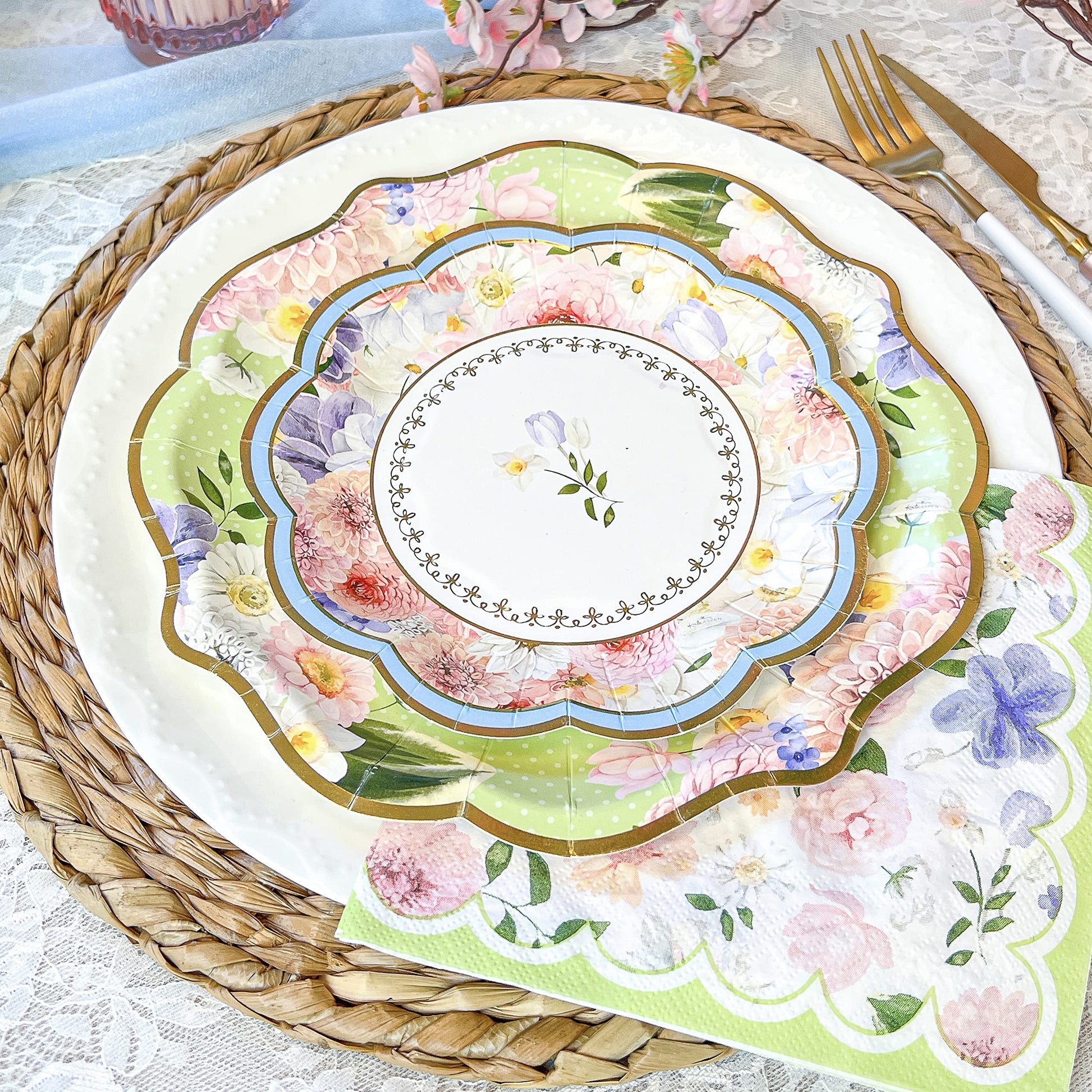 Kate Aspen Tea Party Decorations, Colorful Pastel Plates And Napkins