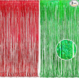 BRAVESHINE Tinsel Foil Fringe Curtains - 2 Pack 3.2 x 8.2 ft Metallic
