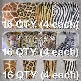 Safari Party Set for 16 guests 48 Pcs Tiger Leopard Giraffe and