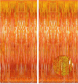 Melsan Orange Tinsel Backdrop Curtains, 3.2ft x 8.2ft Sparkle