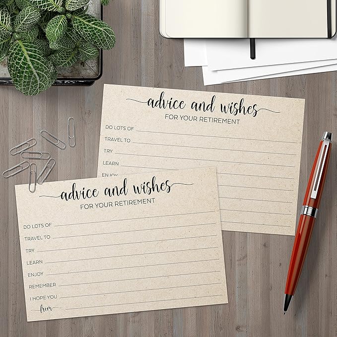 4x6 Retirement Party Advice and Well Wishes Cards Tan Made in USA