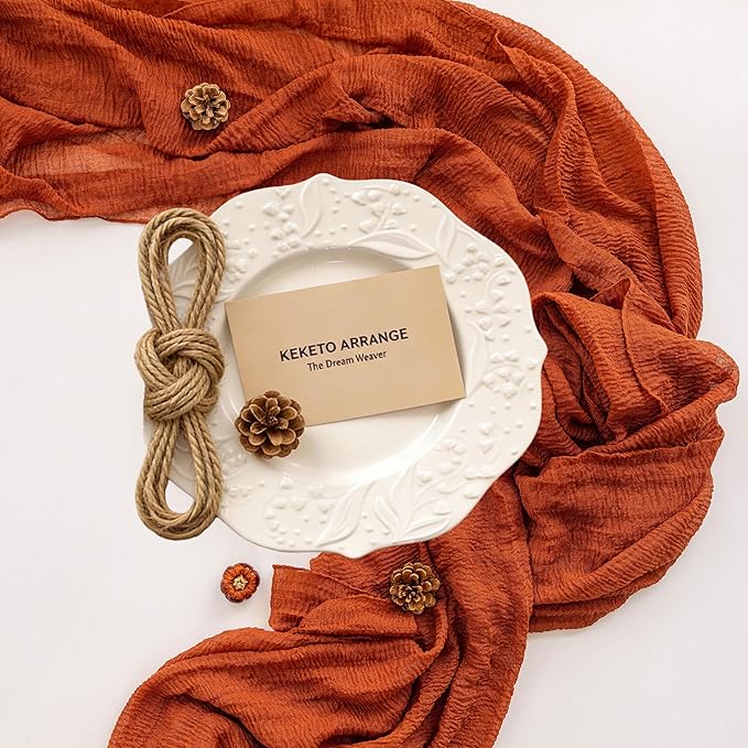 Keketoarrange Fall Thanksgiving Table Runner Terracotta Decorations