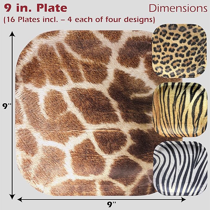 Jungle Safari Party Plates! 16 Large Dinner Plates in Authentic Life