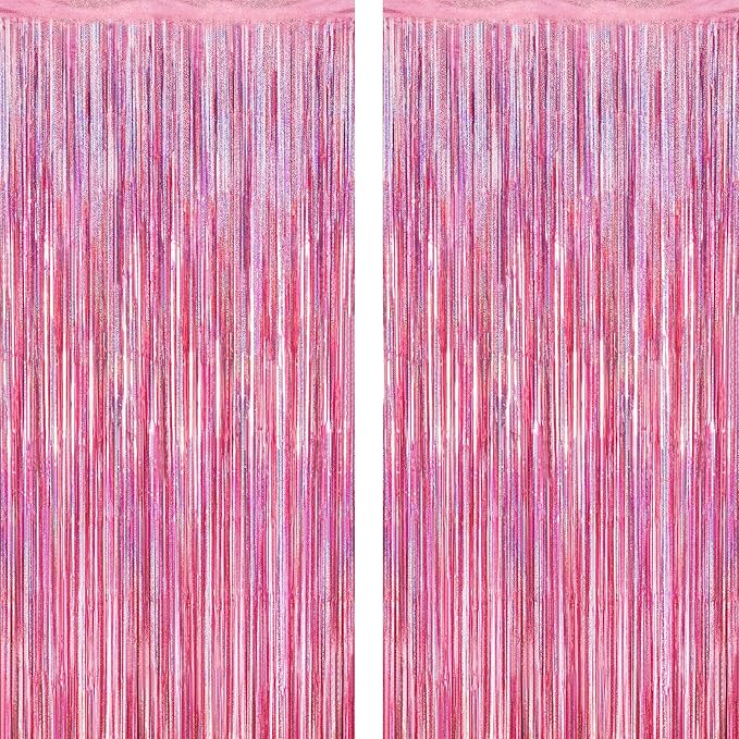 2 Pack Glitter Pink Backdrop, 3.28 FT x 7.05 FT Birthday Party