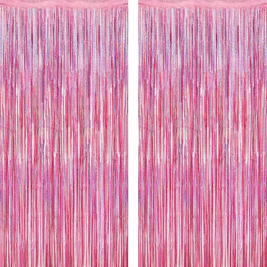 2 Pack Glitter Pink Backdrop, 3.28 FT x 7.05 FT Birthday Party