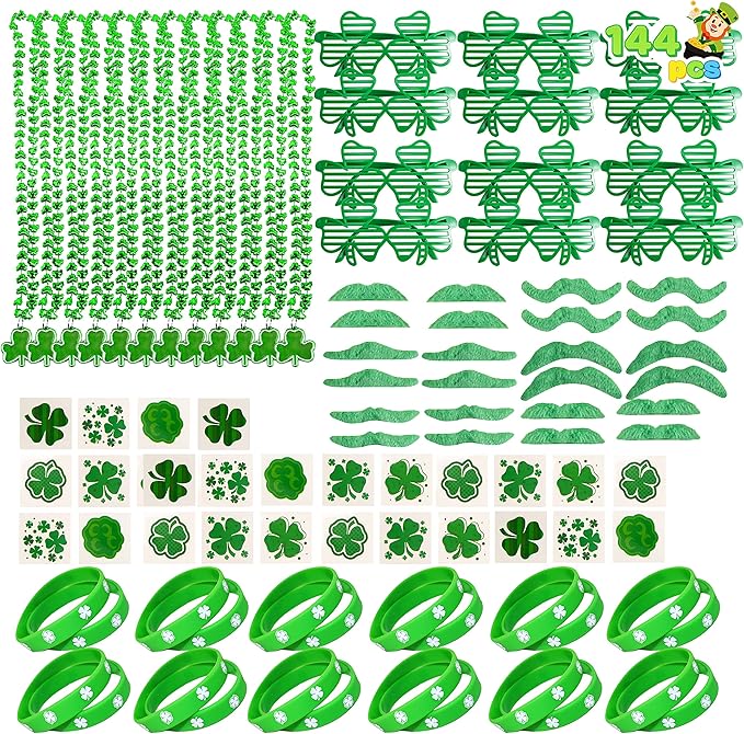 144 PCS St Patrick's Day Party Favor Accessories with 12 Green
