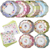 Kate Aspen Tea Party Decorations, Colorful Pastel Plates And Napkins