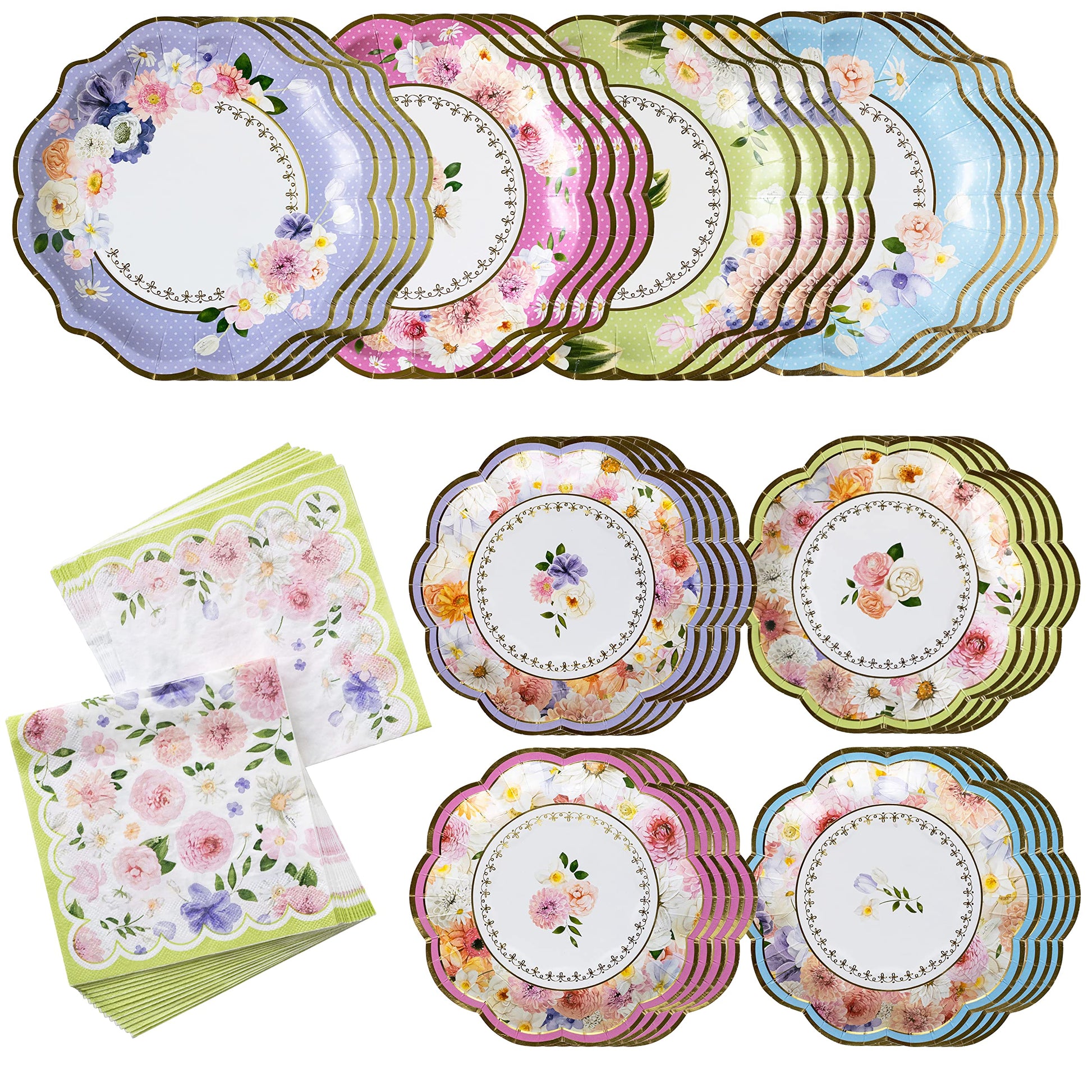Kate Aspen Tea Party Decorations, Colorful Pastel Plates And Napkins