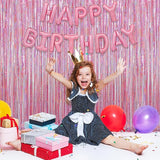 Melsan Pink Tinsel Curtains Backdrop, 3.2 ft x 8.2 ft Sparkle