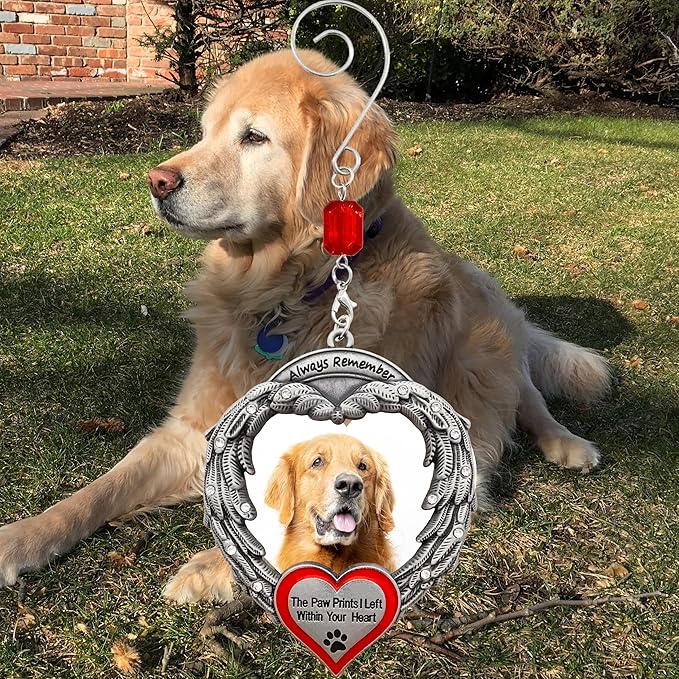 Pet Memorial Photo Christmas Ornament - Always Remember The Paw