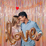 Photo Backdrop for Mothers Day Decorations, Melsan Rose Gold Tinsel