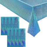 8pcs Blue Holographic Laser Tablecloths 40" x 108" Plastic Table